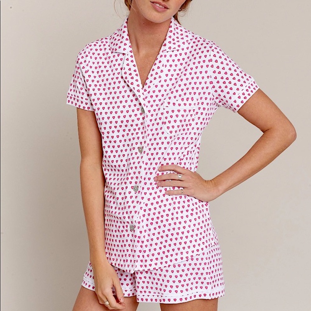 PINK HEARTS POLO PJ SET